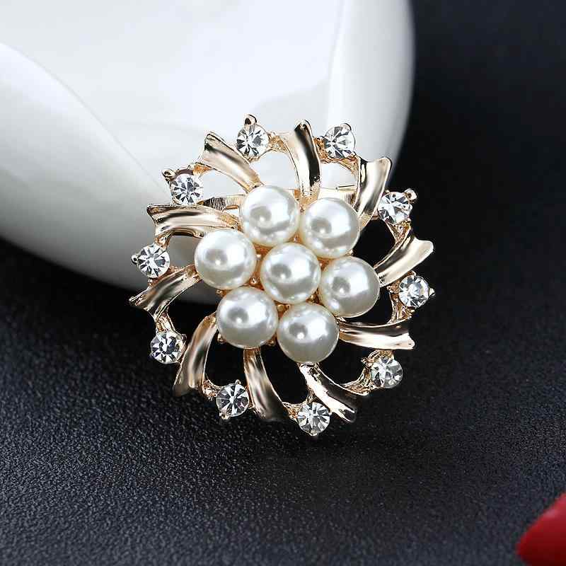 ブローチ レディース 女性用 立体 フラワーモチーフ ラインストーン パール 人工宝石 花飾り コサージュ 結婚式 パーティー フォーマル 卒業式 入学式 エレガント 上品 輝く 合金製 アクセサリー ゴールド シルバー