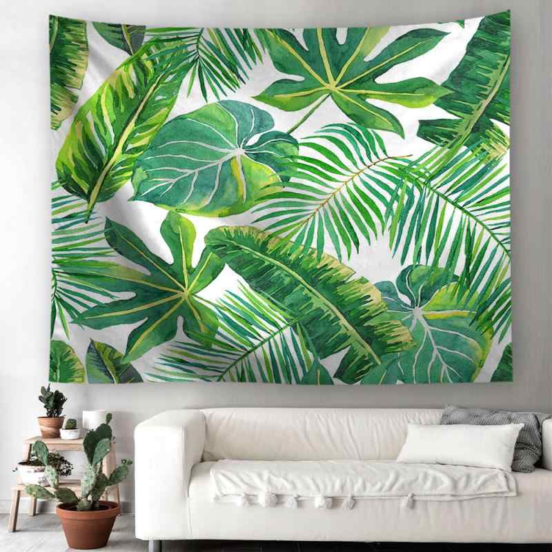 タペストリー リーフ柄 ボタニカル柄 プリント おしゃれ モダン 室内 リビング 寝室 壁掛け ウォールア..