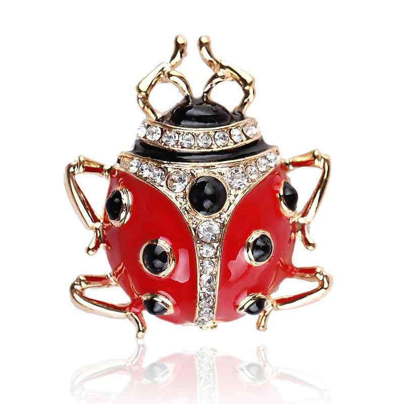 ブローチ 男女兼用 テントウムシ モチーフ かわいい キャラクター 個性的 エナメル ジルコニア ライン..