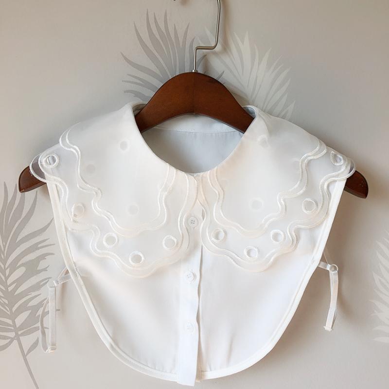 付け襟 女性用 フェイクカラー つけ襟 シフォン オーガンジー ブラウス インナー レイヤード 重ね着 韓国風 高級感 エレガント おしゃれ ホワイト ブラック メッシュ