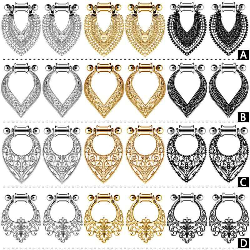 ボディピアス 男女兼用 サージカルステンレス レトロ アンティーク調 ホーン型 花柄 軟骨ピアス イヤー..