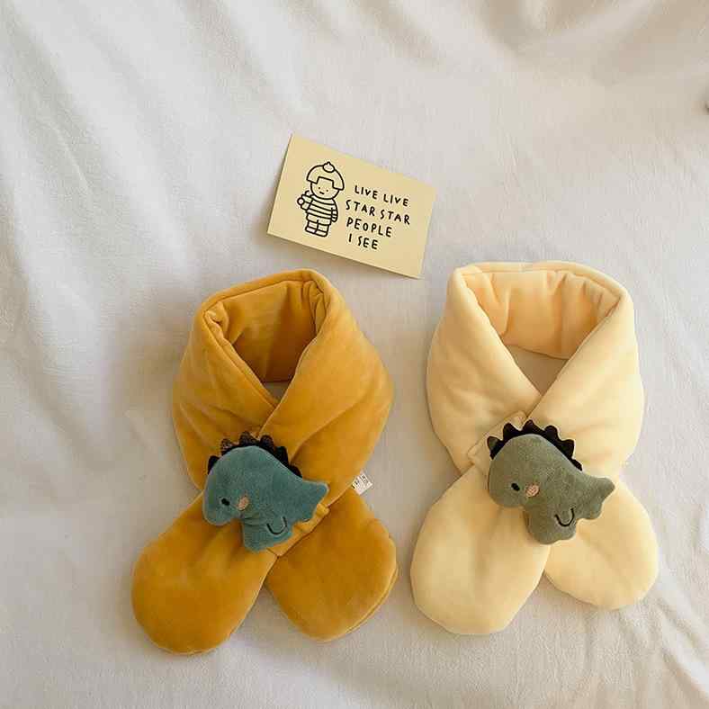 ネックウォーマー キッズ ベビー 男の子 女の子 秋冬 防寒 保温 もこもこ ボア コットン 恐竜柄 キャラ..