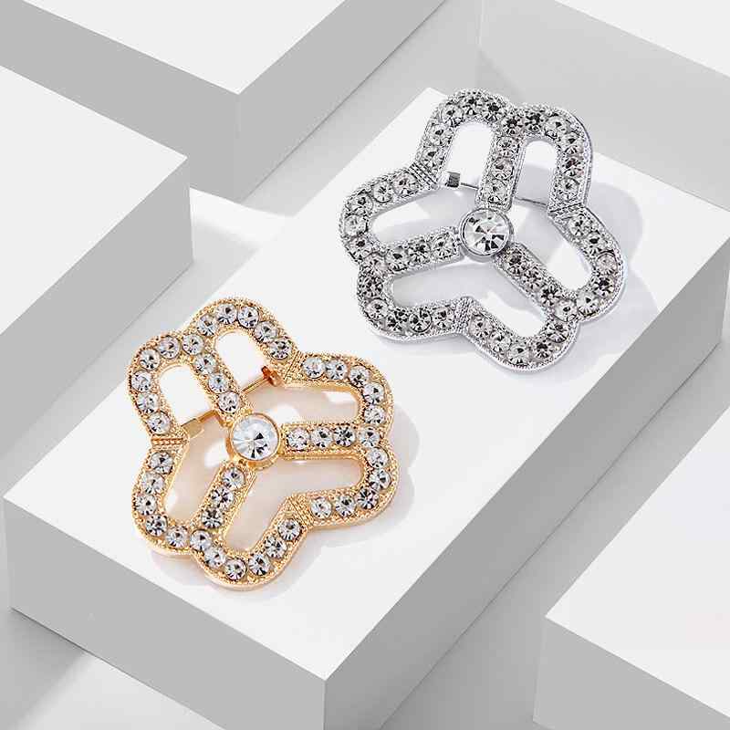 ブローチ レディース 婦人会 エンブレム バッジ ラインストーン 輝き 幾何学 六角形 合金製 電気メッキ..