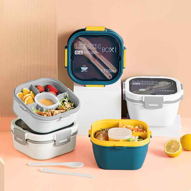 弁当箱 ランチボックス 二段 2段 サラダ フルーツ ダイエット ヘルシー食 仕切り付き 電子レンジ対応 密閉 携帯 PP素材 オフィス 会社員 通勤 ピクニック アウトドア 正方形 シンプル モダン