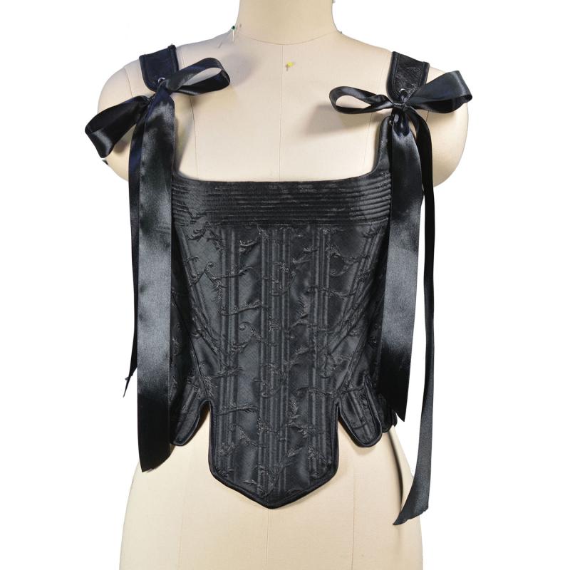 ビスチェ レディース コルセット 高級感 鹿角エンボス バックレースアップ ボーン入り タイトシルエット ウエストシェイプ スタイルアップ ポリエステル ブラッ...