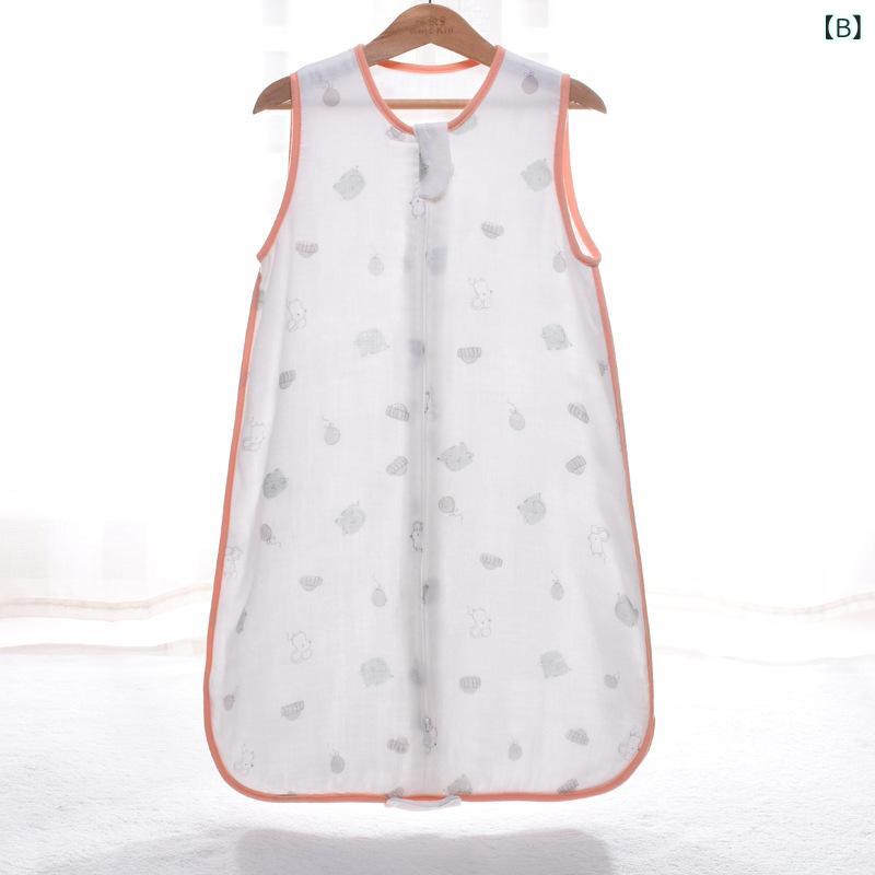 スリーパー ベビー 赤ちゃん 幼児 キッズ 成長型 足つき 足出し可能 足元セパレート 竹綿ガーゼ 薄手 春夏秋 接触冷感 袖なし ベストタイプ 3