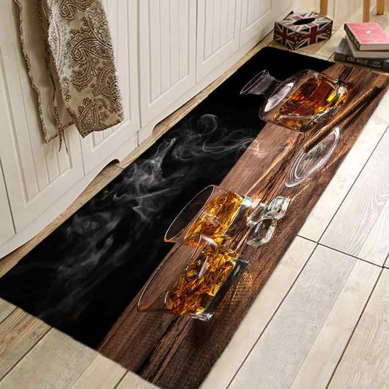 フロアマット レトロ ヴィンテージ ヨーロピアン カップ 葉巻 ウィスキー タバコ 歯車デザイン 吸水性 ..