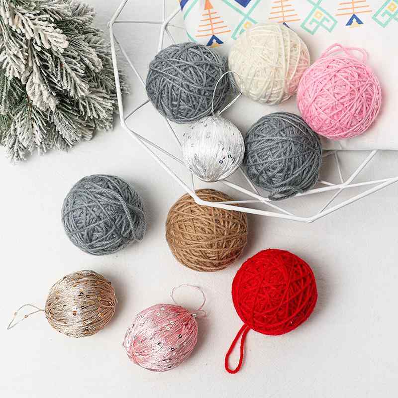 クリスマスオーナメント DIY 手作り 毛糸玉 ニットボール 巻き糸ボール クリスマスツリー飾り 吊り下げ..