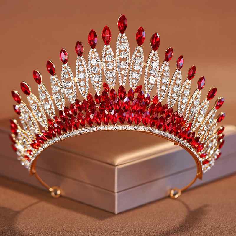 ヘアアクセサリー 女性用 韓国風 シンプル エレガント 王冠 ティアラ 合金 電気メッキ加工 ブライダル ウェディング 結婚式 成人式 誕生日 発表会 レッド ...