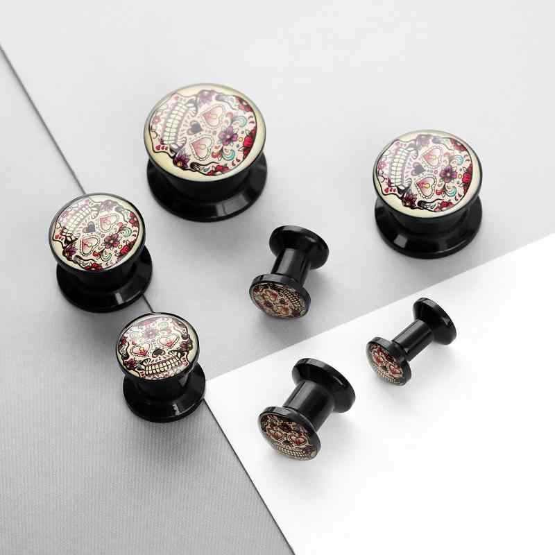 ボディピアス 男女兼用 アクリル カラフル スカル 滑車デザイン 個性的 ファッション イヤーゲージ 耳..