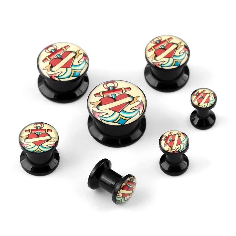 ボディピアス メンズ レディース アクリル 樹脂加工 碇モチーフ 滑車デザイン ラウンド イヤーエキスパ..