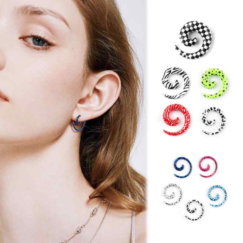 ボディピアス 男女兼用 ユニセックス アクリル 拡張器 スパイラル カタツムリ型 カラフル ペイント フ..