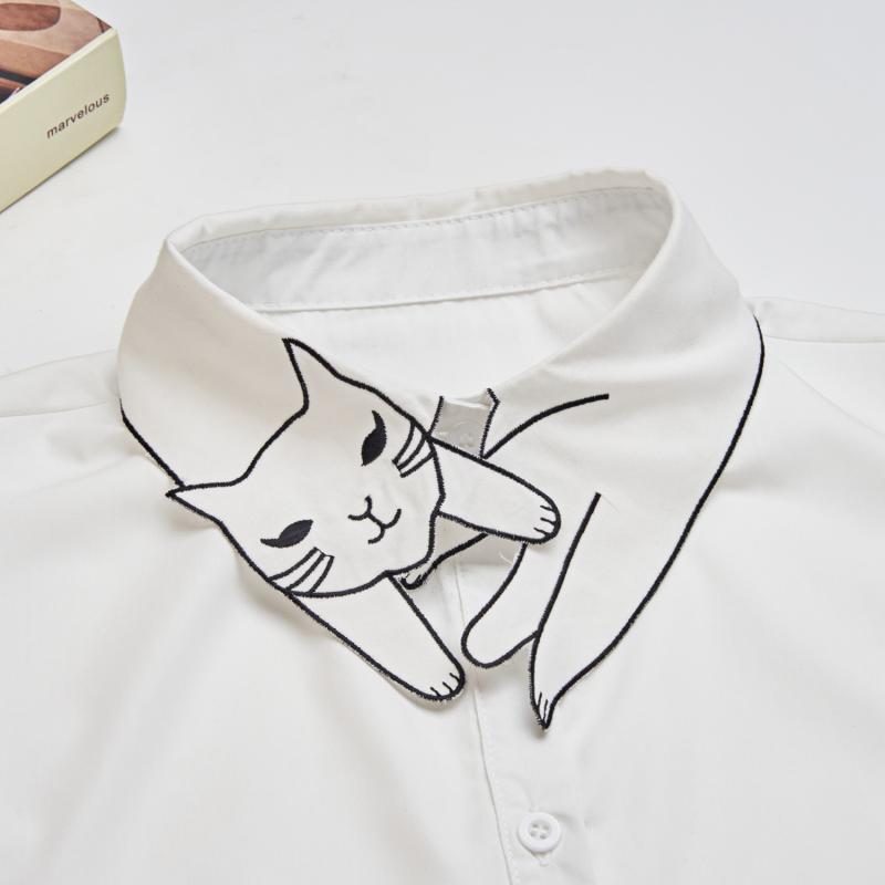 付け襟 フェイクカラー レディース 女性用 DIYデザイン アニマル柄 ネコ柄 顔モチーフ ポップ おしゃれ..