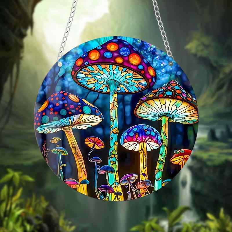 サンキャッチャー アクリル きのこ マッシュルーム カラフル レインボー 窓辺 ハンギング 吊り下げ チ..