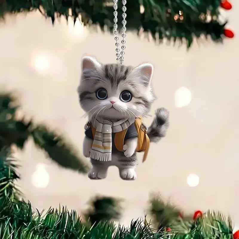 キーホルダー かわいい猫 アニマルモチーフ アクリル素材 平面デザイン 車載用 バッグ用 リュック用 インテリア飾り 小物 おしゃれ 軽量 ギフト