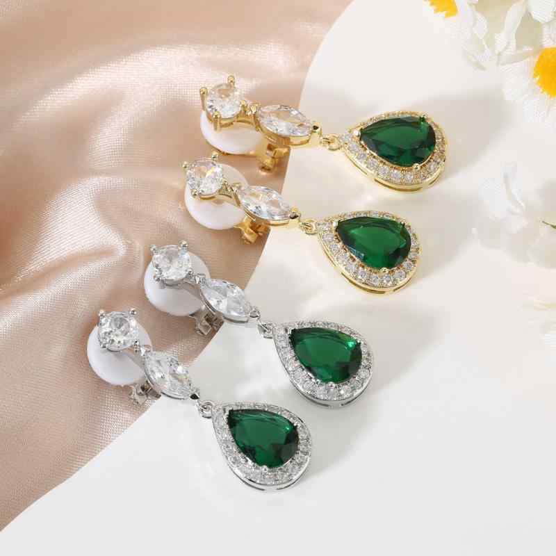 ピアス イヤリング レディース 女性用 ヨーロピアン 宮廷風 レトロ ヴィンテージ エレガント しずく ドロップ ペアシェイプ 梨型 エメラルドグリーン ロング 高級感