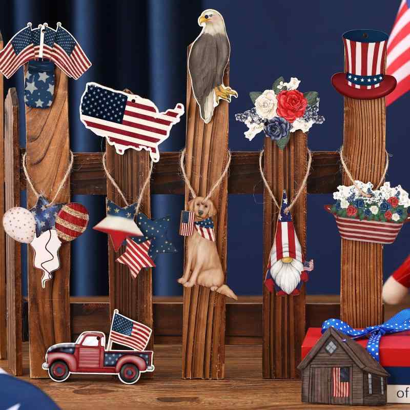 クリスマスオーナメント 木製 愛国デザイン 吊り下げ飾り クリスマスツリー デコレーション ウッド おしゃれ かわいい ポップ カジュアル インテリア 部屋飾り 玄関 リビング 店舗装飾