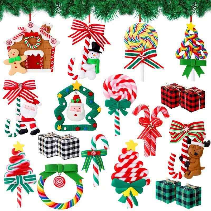 クリスマスオーナメント 木製 ウッド かわいい キャラクター ジンジャーブレッド キャンディケイン 棒付き飴 吊り下げ 飾り デコレーション クリスマスツリー装飾 セット