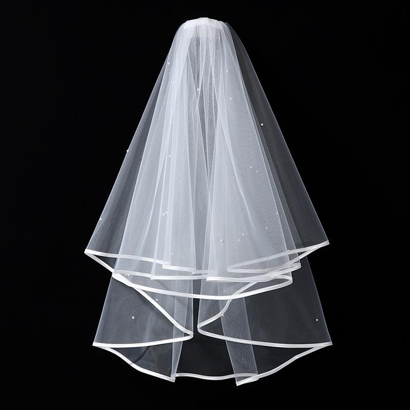 ベール ウェディング 花嫁 ブライダル ヘッドドレス シンプル 縁どり ナチュラル ヴィンテージ エレガ..