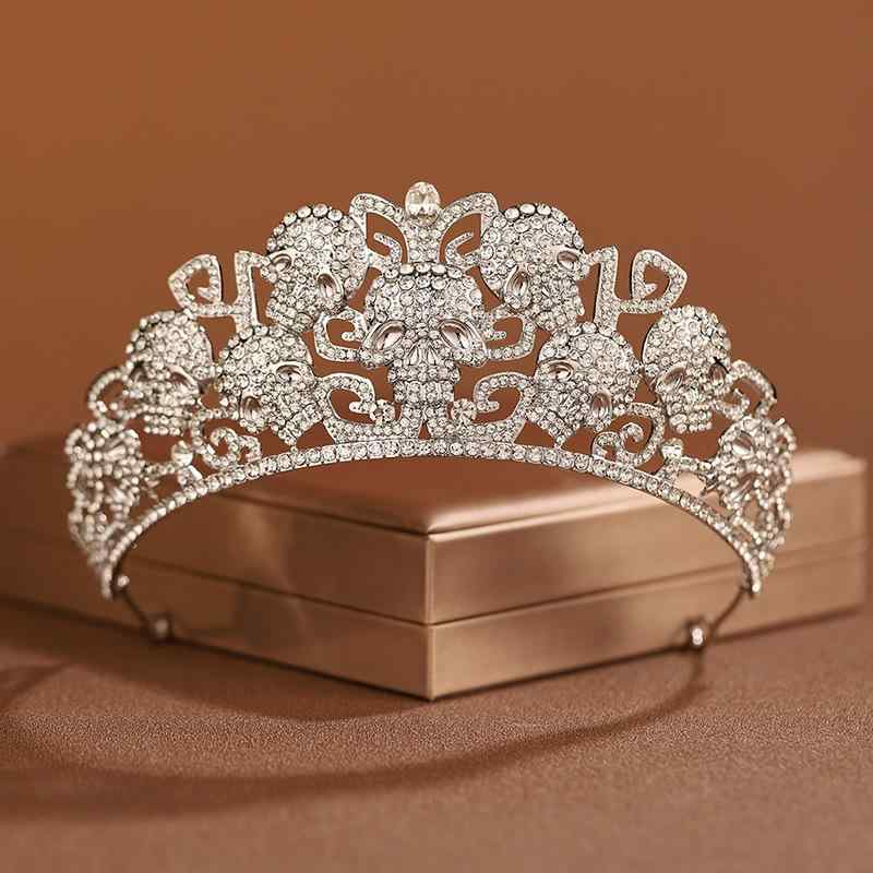 ヘアアクセサリー レディース スカル王冠 ゴシック調 ホラーテイスト クラウン 髑髏 イベント パーティ..