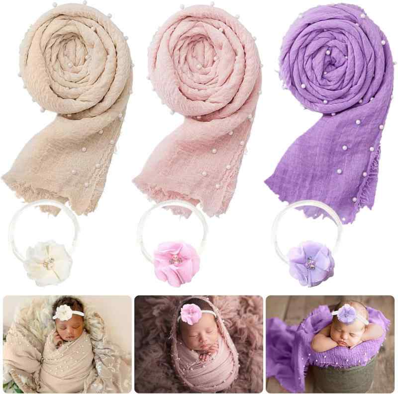 おくるみ ベビー 新生児 6点セット ニューボーンフォト 記念撮影 おうちフォト スタジオ撮影 ヘッドバ..
