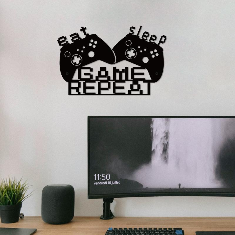 壁飾り ゲーミングコントローラー ウォールデコレーション 金属製 アイアンアート デザイン 壁掛け eス..