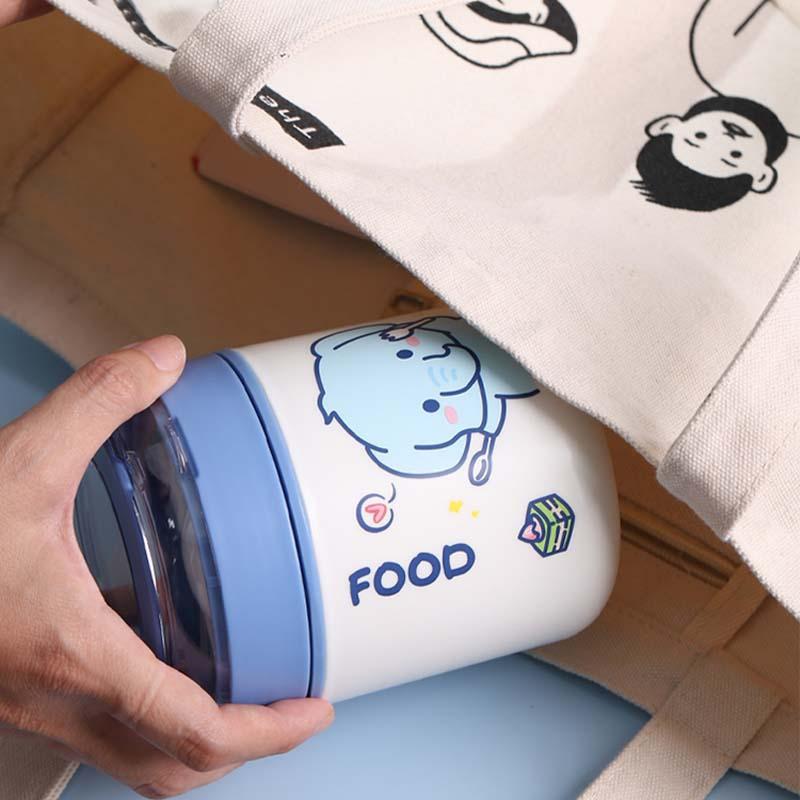 保温弁当箱 男女兼用 大人 子供 学生 スープジャー ランチ オートミール ポータブル 蓋 スプーン付き ..