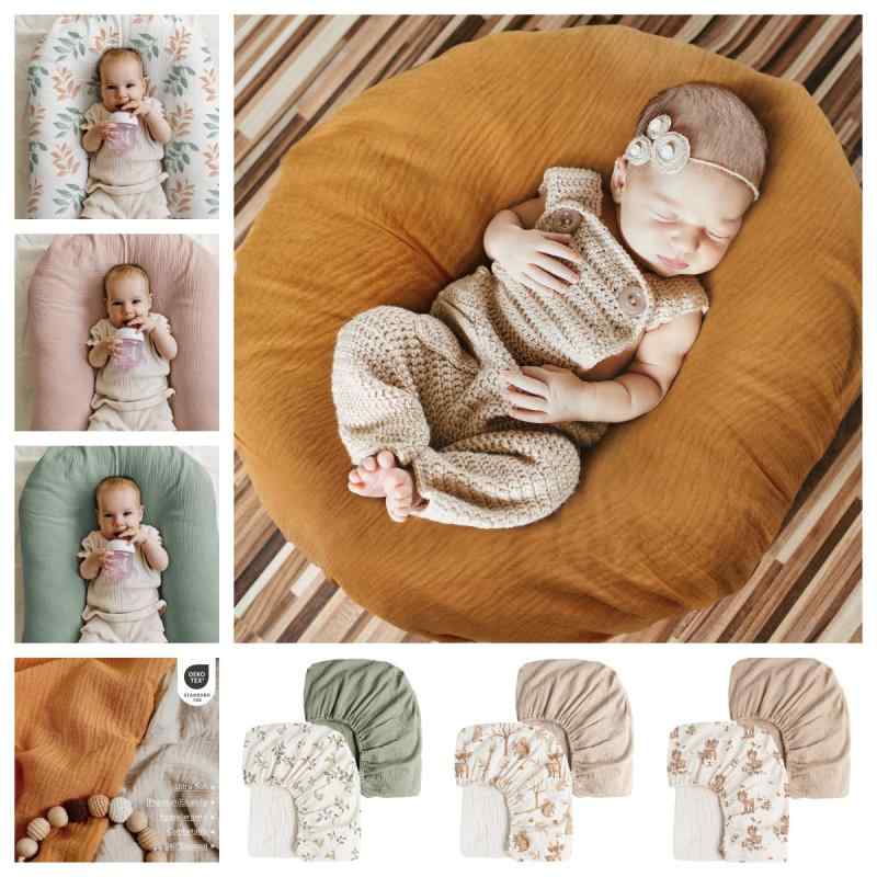 ベビーボックスシーツ 新生児 0歳 1歳向け 純綿 二重 綿ガーゼ 通気性 吸湿性 肌に優しい さらさら 無..