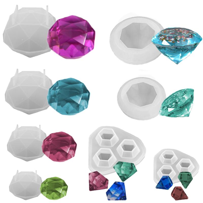 シリコンモールド 多面カット ジルコニア形 レジンクラフト DIY エポキシ樹脂 UVレジン 3連 8連タイプ アクセサリーパーツ 指輪 ミニ置物 ハンドメイド手芸素材 クリア 立体 かわいい