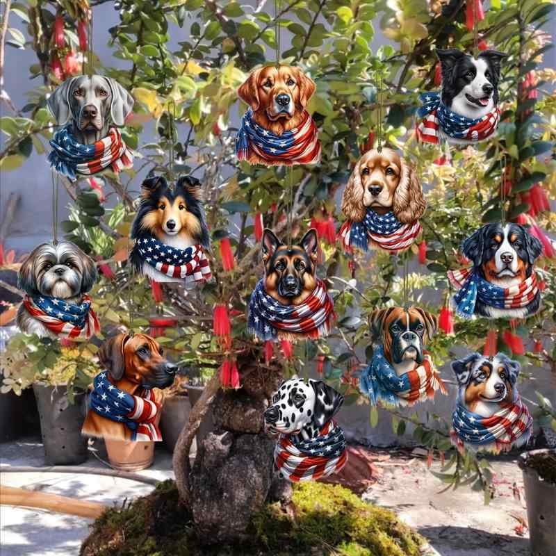 ウォールデコ アメリカ独立記念日 木製 オーナメント レトロ アンティーク調 犬モチーフ 壁掛け飾り 誕生日パーティー ホームデコレーション リビング 玄関 子供部屋 アメリカン雑貨
