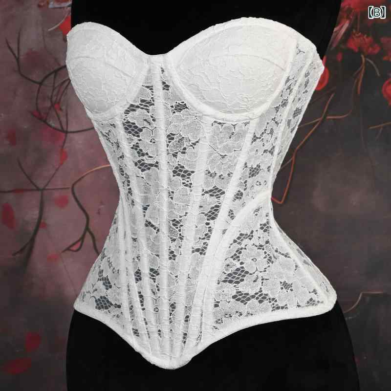 コルセット レディース フレンチスタイル レトロ クラシック 立体花柄 レース スチールボーン入り 薄手 スタイリッシュ シンプル バストアップ ウエストシェイプ 補正下着 万能 way-ugo-10450598 way-ugo サンプル画像3
