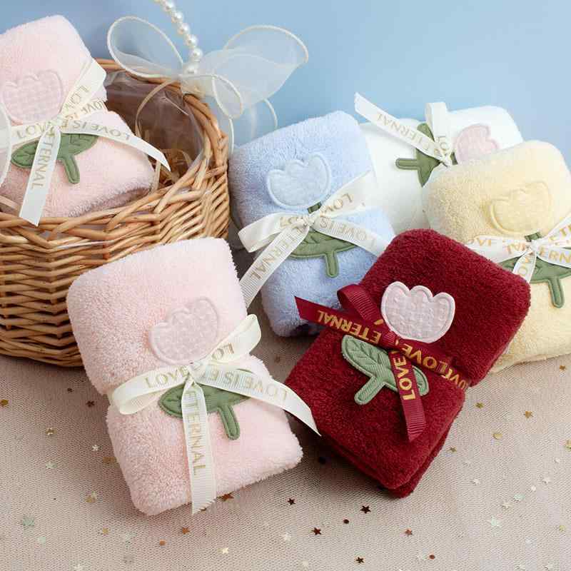 タオル 男女兼用 チューリップ ケーキタオル ハンドタオル サンゴフリース ふわふわ 高吸水 速乾 プチギフト 結婚祝い 結婚式 ウェディング 引き出物 新年 ...