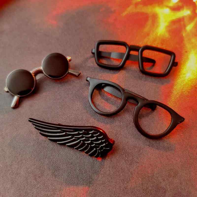 ネクタイピン ラペルピン ブローチ メンズ レディース 髭 眼鏡 錨 ハート モチーフ 電気メッキ ブラッ..