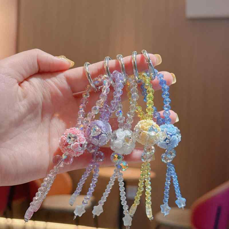 スマホストラップ レディース 夜光 ハート ジルコニア ローズ ラインストーン フラワーボール バッグチ..