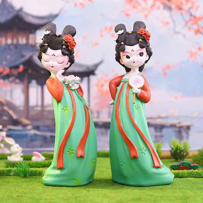 置物 女性用 漢服 侍女 メイド フィギュア 人形 ドール 中国風 モダン 古風 樹脂製 レジン製 書斎 リビ..