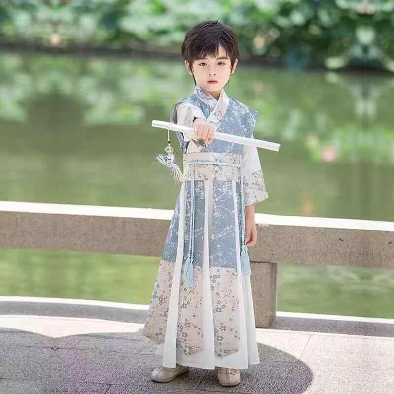 漢服 キッズ 男の子 武侠風 中国風 侠客 書生 古風 唐装 衣装 コスチューム かっこいい おしゃれ スト..