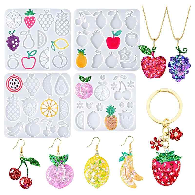 シリコンモールド イチゴ フルーツ アクセサリーチャーム ペンダントトップ UVレジン クリスタルレジン..