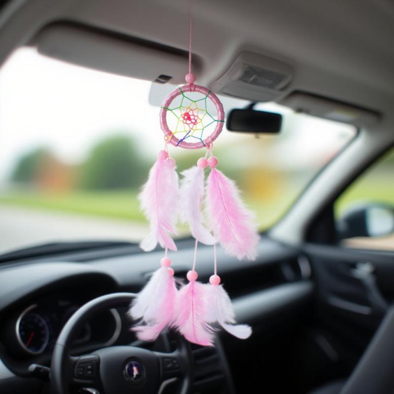 ドリームキャッチャー 子供 キッズ かわいい 羽毛 フェザー 車用 チャーム カーアクセサリー スマホストラップ キーホルダー 壁飾り ウォールデコレーション 部屋 玄関 寝室 プレゼント ギフト