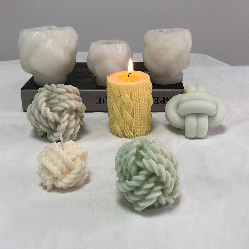 シリコンモールド 毛糸玉 立体 クリスマス アロマキャンドル アロマストーン 石膏オブジェ 手作り石鹸 ..