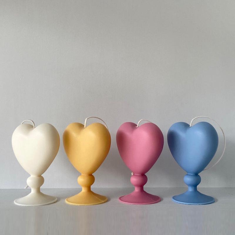 モールド ハート 台座 バレンタイン アロマキャンドル キャンドルスタンド 石膏 レジン UVレジン シリコン型 手作り DIY ハンドメイド クラフト インテリア 雑貨 置物 オブジェ(x2)