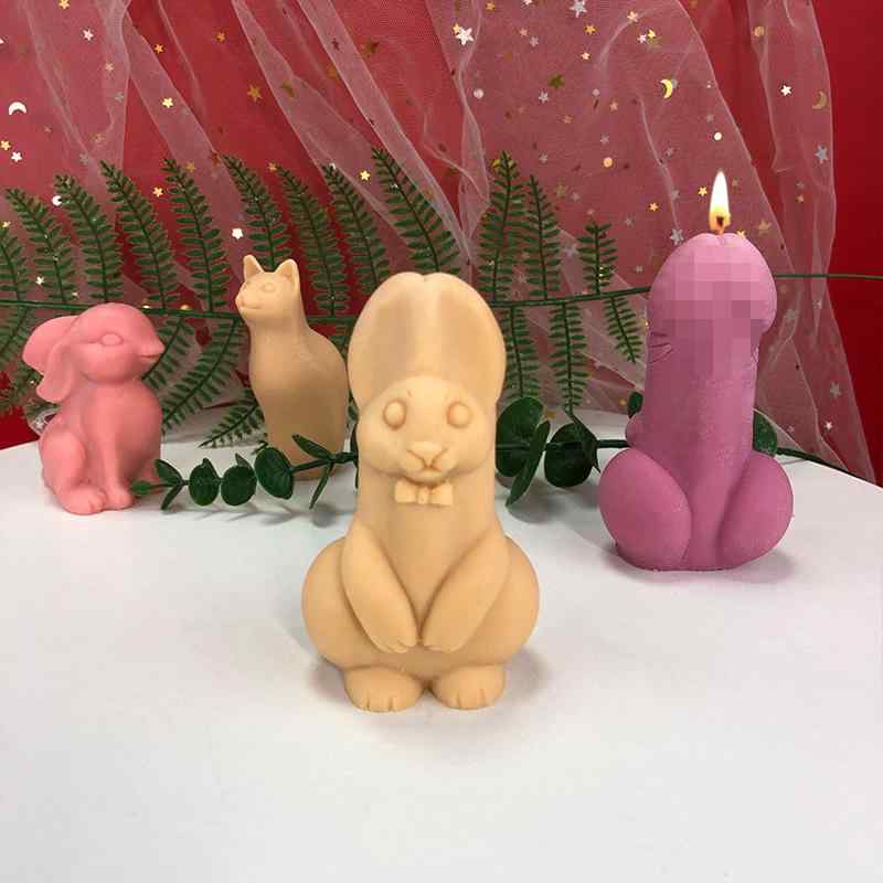 シリコンモールド 抜き型 蝶ネクタイ うさぎ アニマル キャンドル アロマストーン 石膏 ケーキ お菓子作り DIY 手作り クラフト デコレーション(x2)