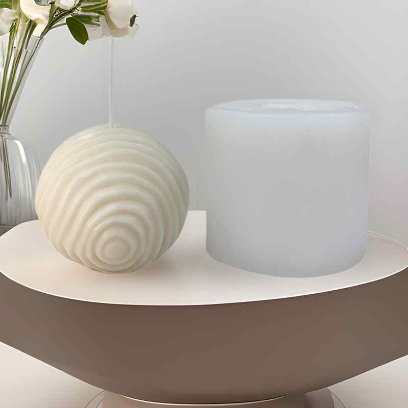 シリコンモールド 韓国インテリア 水波模様 丸型 アロマキャンドル アロマストーン アロマオブジェ 手作り ハンドメイド DIY モダン シンプル ホワイト(x2)