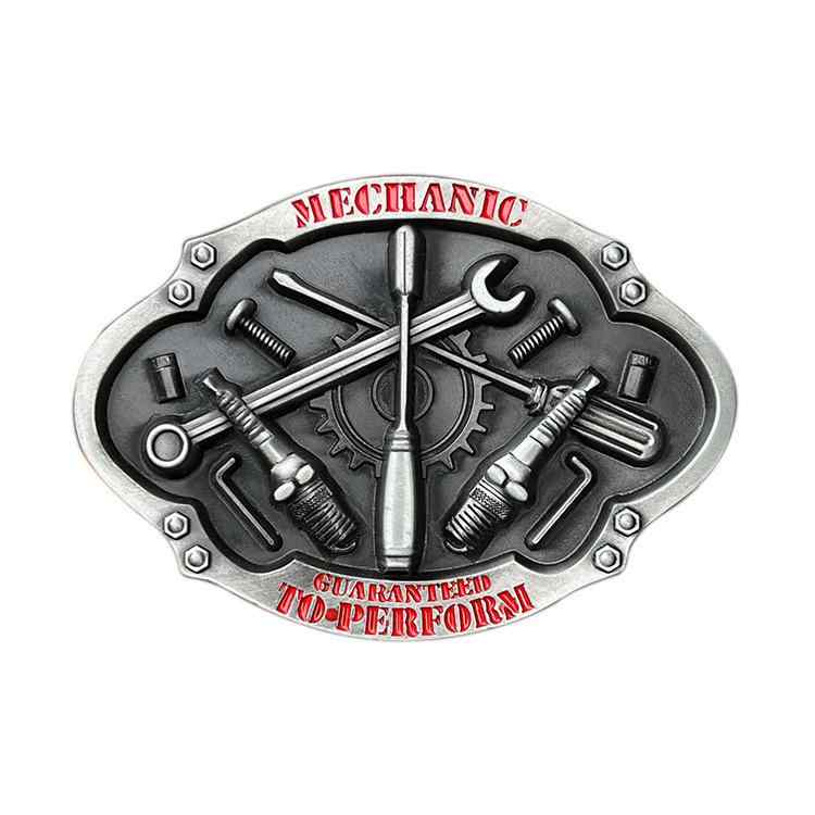 ベルトバックル メンズ 亜鉛合金製 レンチ スパークプラグ メカニック 工具モチーフ ウエスタン カウボ..
