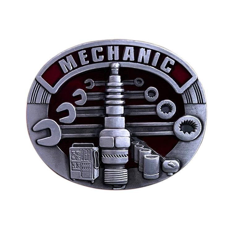 ベルトバックル メンズ 男性用 亜鉛合金 スパークプラグ メカニック ウェスタン 欧米風 スムースバック..
