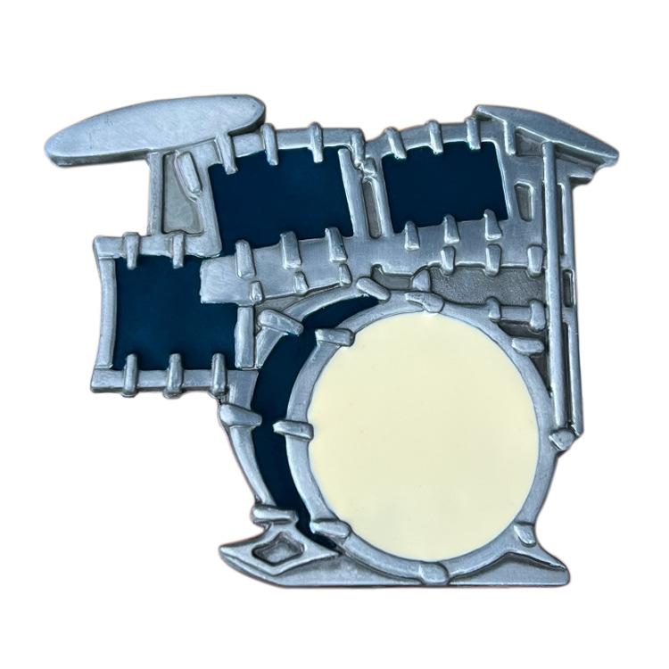 ベルトバックル メンズ 男性用 亜鉛合金 ドラムセット モチーフ 音楽 楽器 デザイン ウエスタン カウボ..