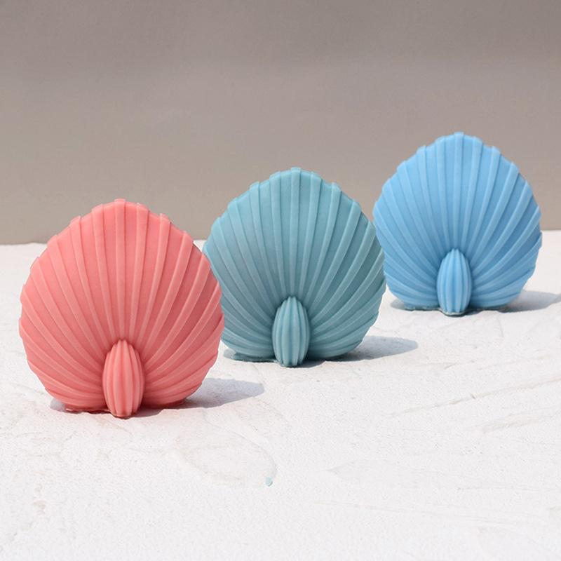 シリコンモールド 立体 扇子 貝殻 シェル アロマキャンドル アロマストーン レジン エポキシ樹脂 手作り ハンドメイド DIY オブジェ クラフト 柔らかい 簡単(x2)