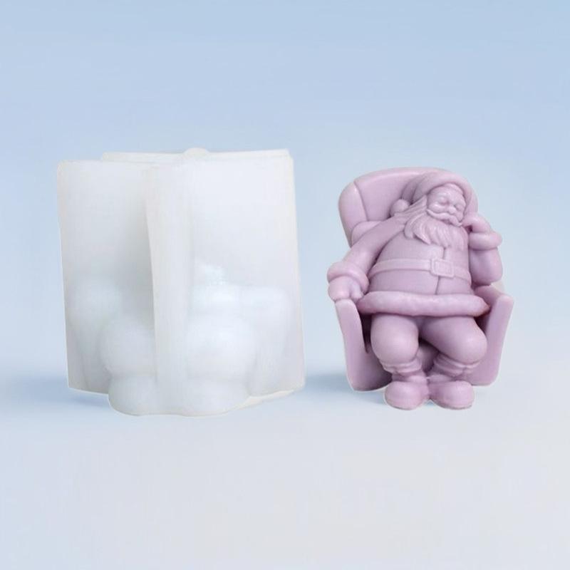 キャンドルモールド 居眠りサンタクロース ソファ座り リラックス ポーズ シリコン型 DIY アロマキャンドル 石膏 レジン クラフト 雑貨(x2)