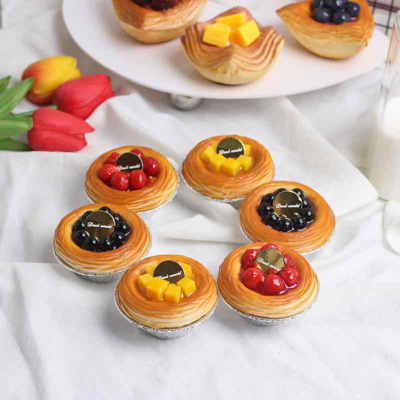 食品サンプル フェイクフルーツ エッグタルト パン ミニチュア PU製 リアル マグネット ホームデコレー..