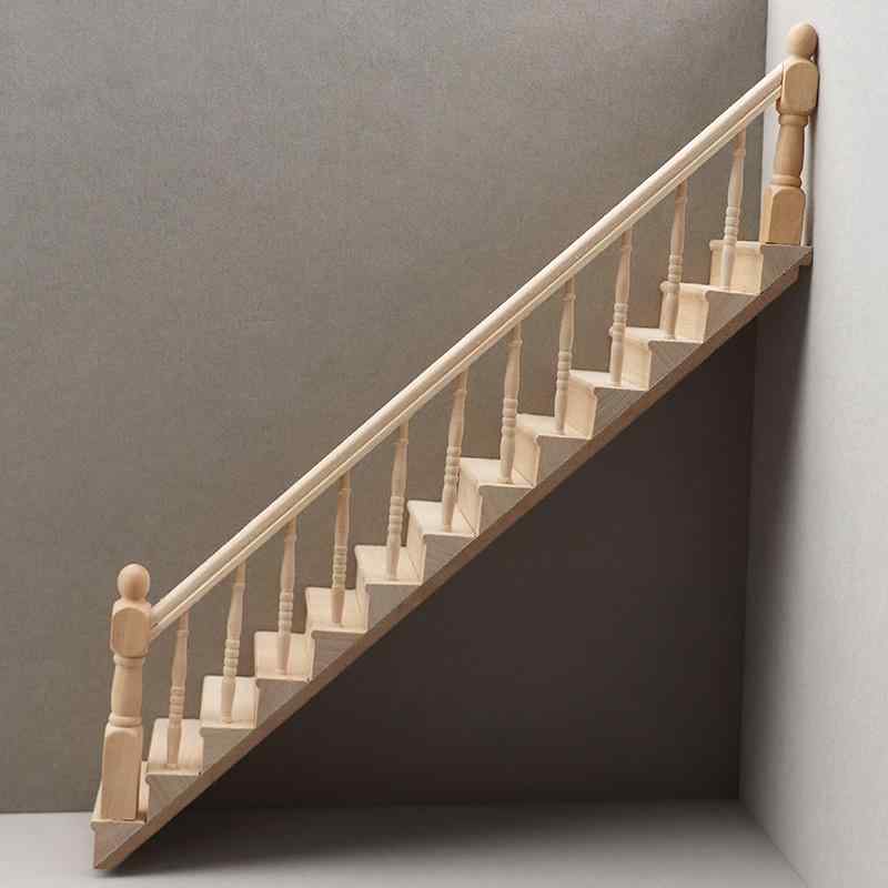 ドールハウス 1/12スケール DIY ミニチュアハウス 模型 木製 無塗装 バーチ材 階段 手すり付き 家具 インテリア 人形のおうち 工作 ディスプレイ