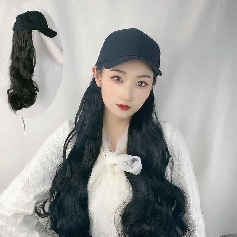 ウィッグ レディース ロング カール 帽子一体型 フルウィッグ ナチュラル 自然な仕上がり 大波 ウェーブヘア 耐熱ファイバー 小顔効果 普段使い デイリーユース ブラック ダークブラウン ライトブラウン アッシュグレー ラベンダー スモーキーブルー